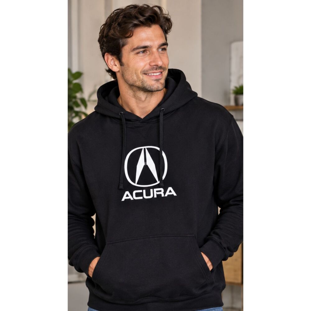 Acura Men's XL Black Logo Pullover Hoodie Sweatshirt Automotive NWOT